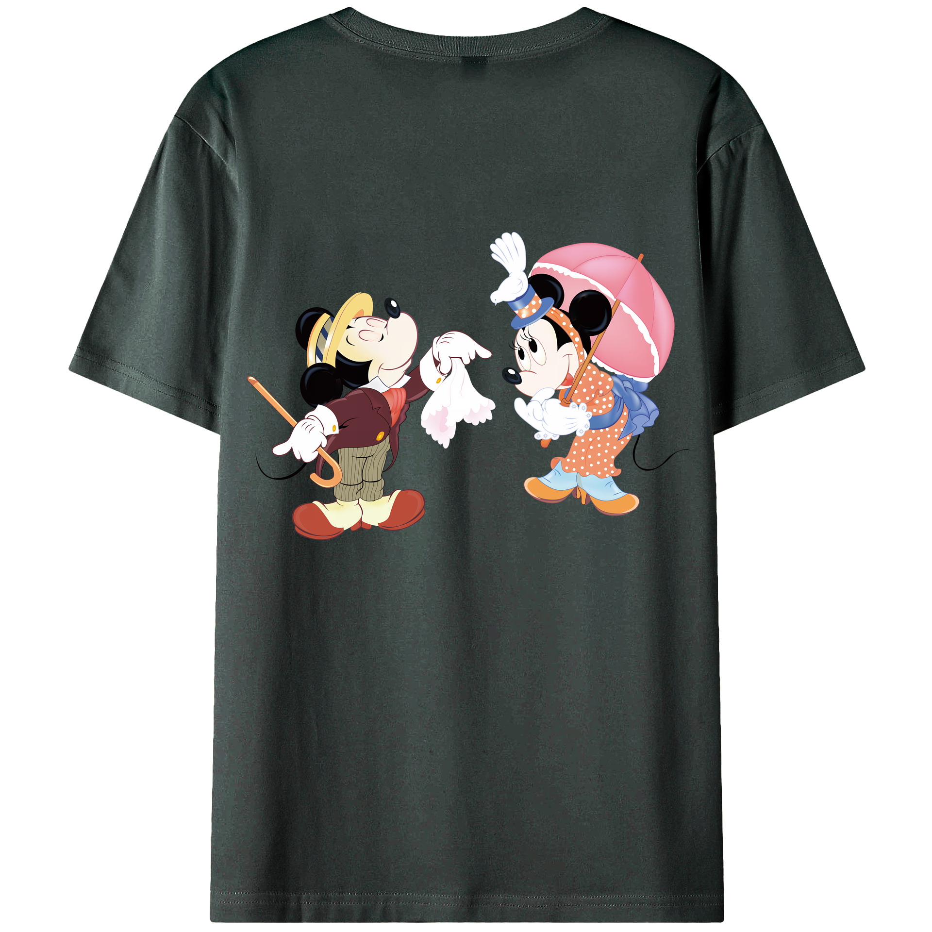 （画像用） ミッキーマウス Mickey Mouse 綿100％ メンズ半袖Tシャツ（バックプリント） 通気性
